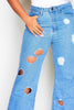 Mid Blue Distressed Straight Leg Jeans