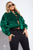 Emerald Green Cord Cropped Oversize Popper Jacket