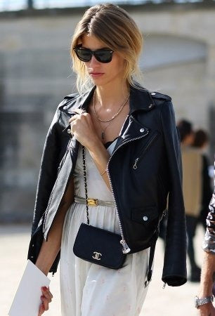 women wearing leather jacket