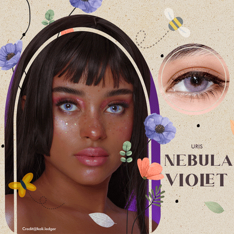Pastel violet spring colored contacts, Uris Nebula Violet
