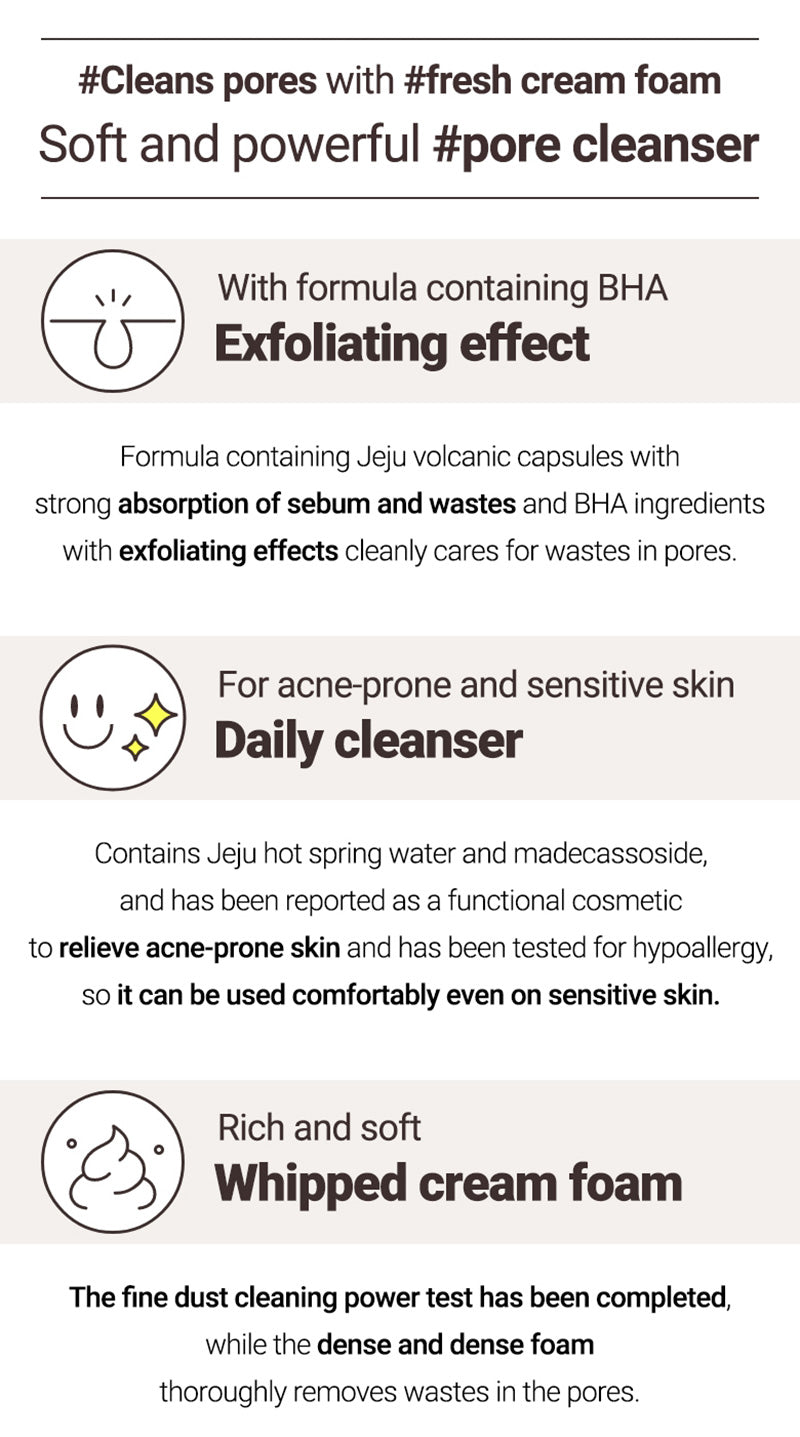 Features of Innisfree Volcanic Pore BHA Cleansing Foam