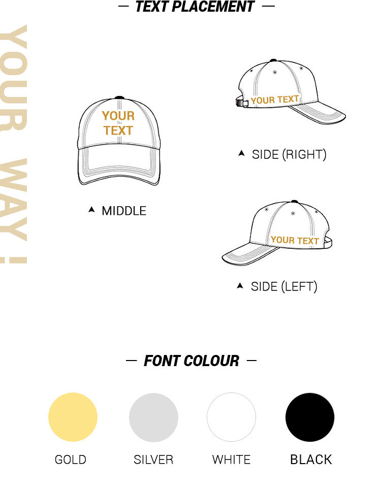 Customization option of Personalized Custom Baseball Caps