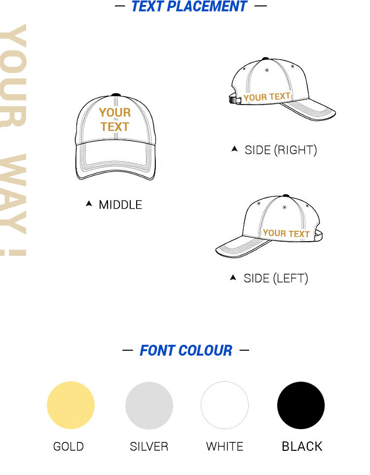 Customization option of Personalized Custom Baseball Caps