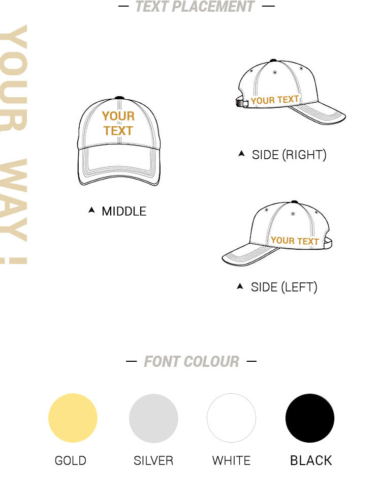 Customization option of Personalized Custom Baseball Caps