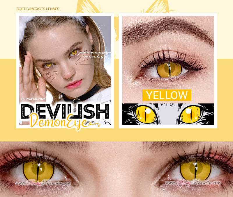 Princess Pinky Devilish Demon Eye yellow with vivid yellow color completing the real demon look.