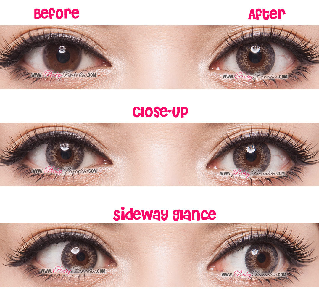 Geo Tri Color Grey Circle Lenses Before After