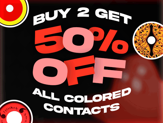 buy 2, get 50% off all colored contacts