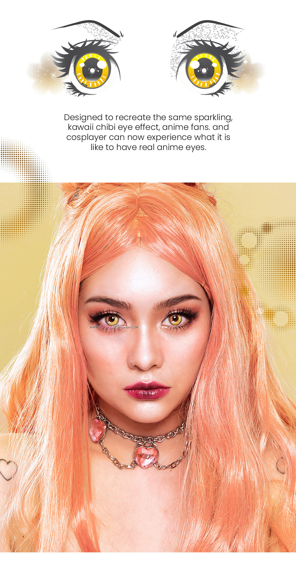 The most anime-like yellow colored contact lenses for cosplay