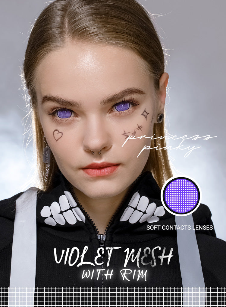 violet mesh mini sclera colored contact lenses for cosplay