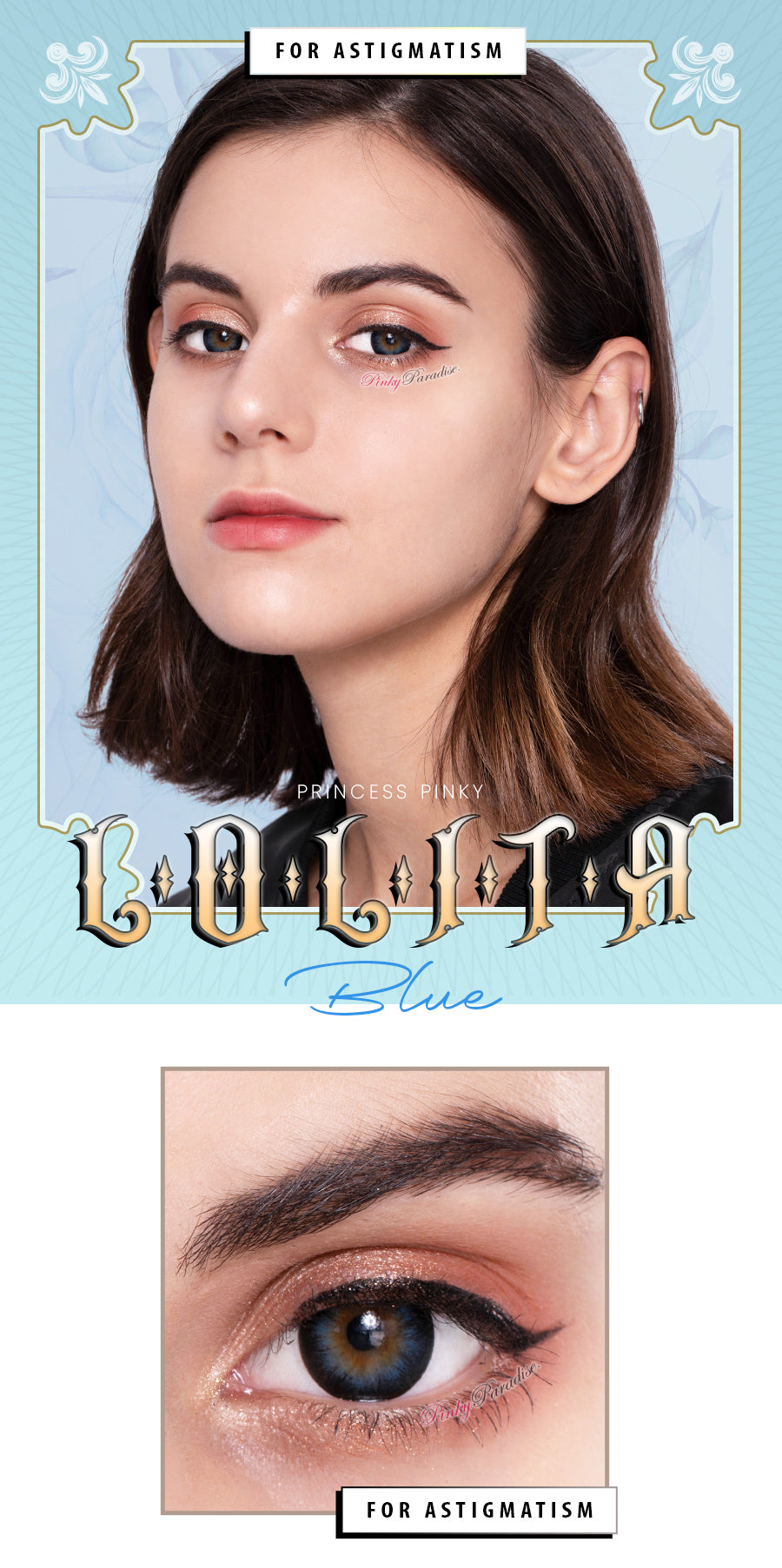 Princess Pinky Lolita blue bold toric colored contact lenses for astigmatism