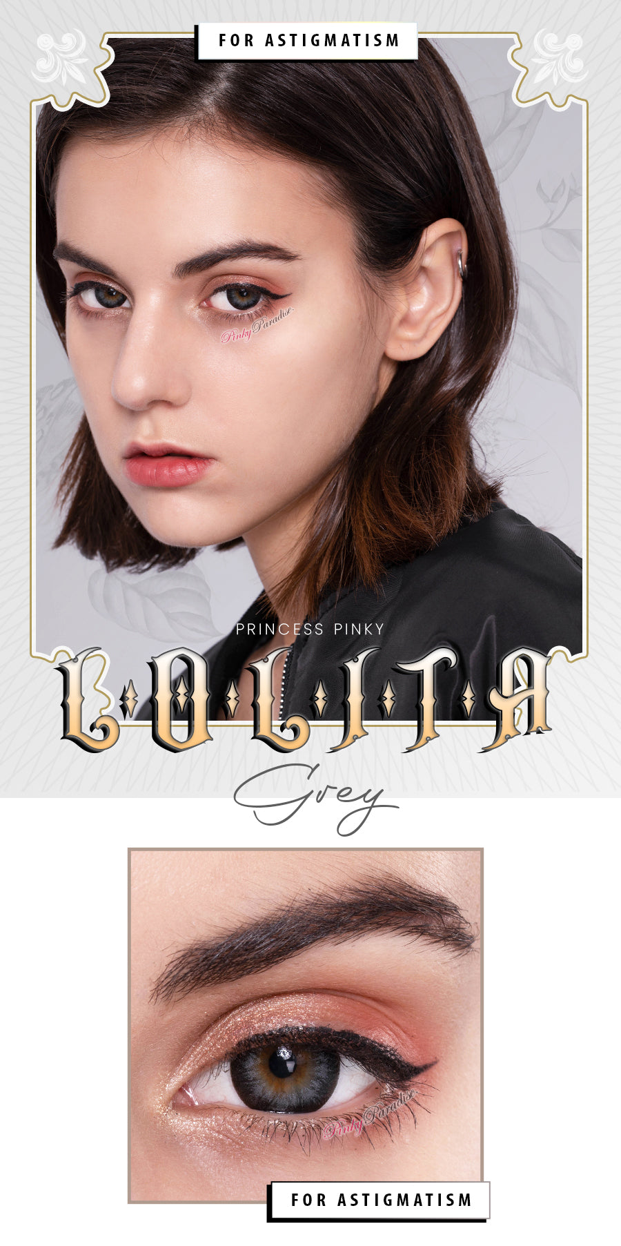 Princess Pinky Lolita grey bold toric colored contact lenses for astigmatism