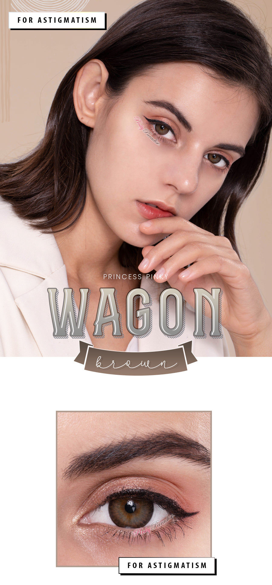 Princess Pinky Wagon brown bold toric colored contact lenses for astigmatism