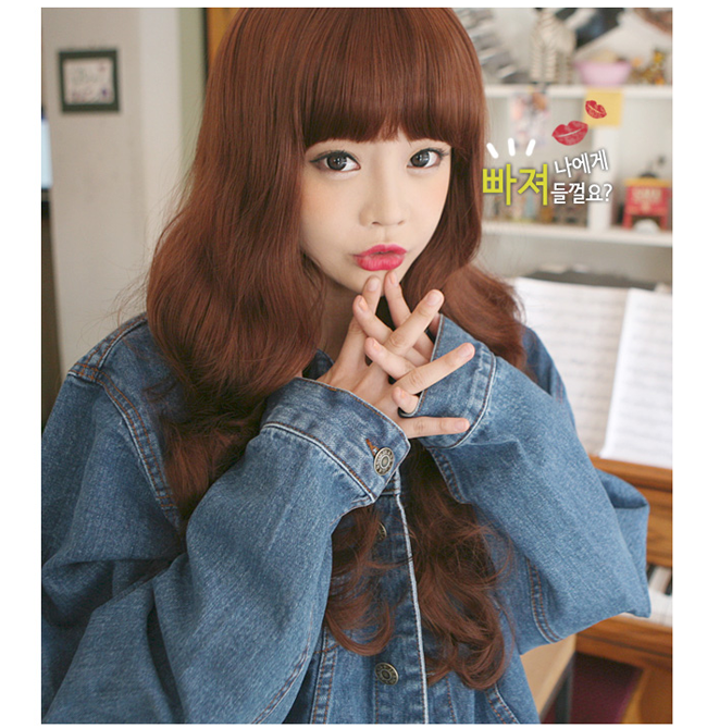 Korean Fashion Beauty Wig - Sweet Spoon Color Red Brown Model 3