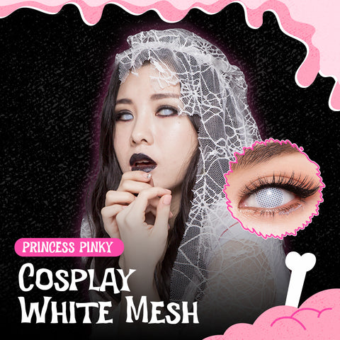 Prescription Halloween Lenses Princess Pinky Cosplay White Mesh