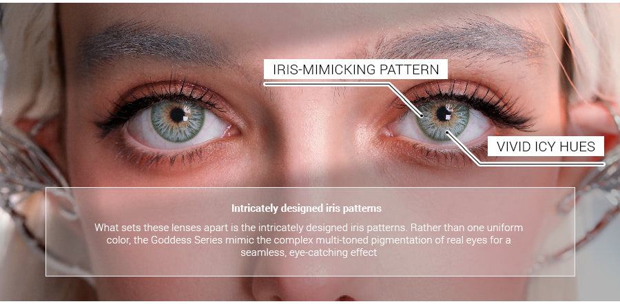 realistic and natural iris green colored contact lenses with vivid color