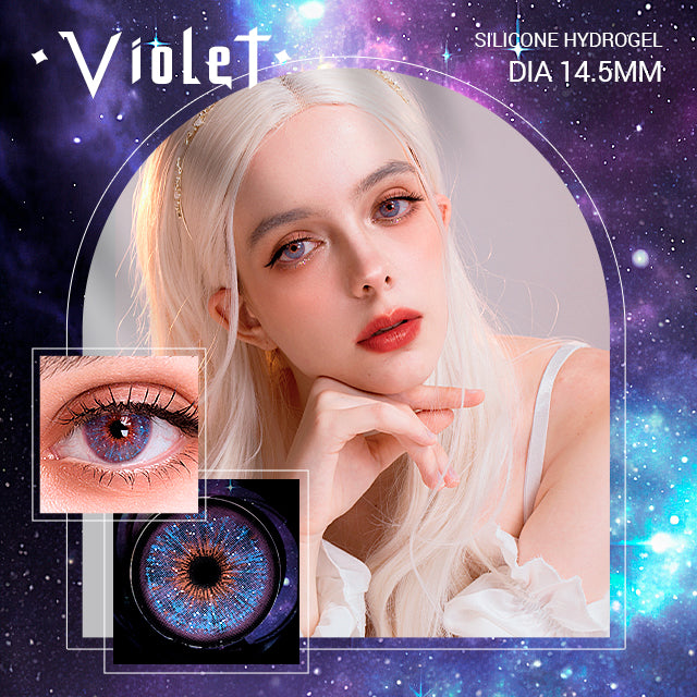 The most natural yet pigmented violet galaxy colored contacts