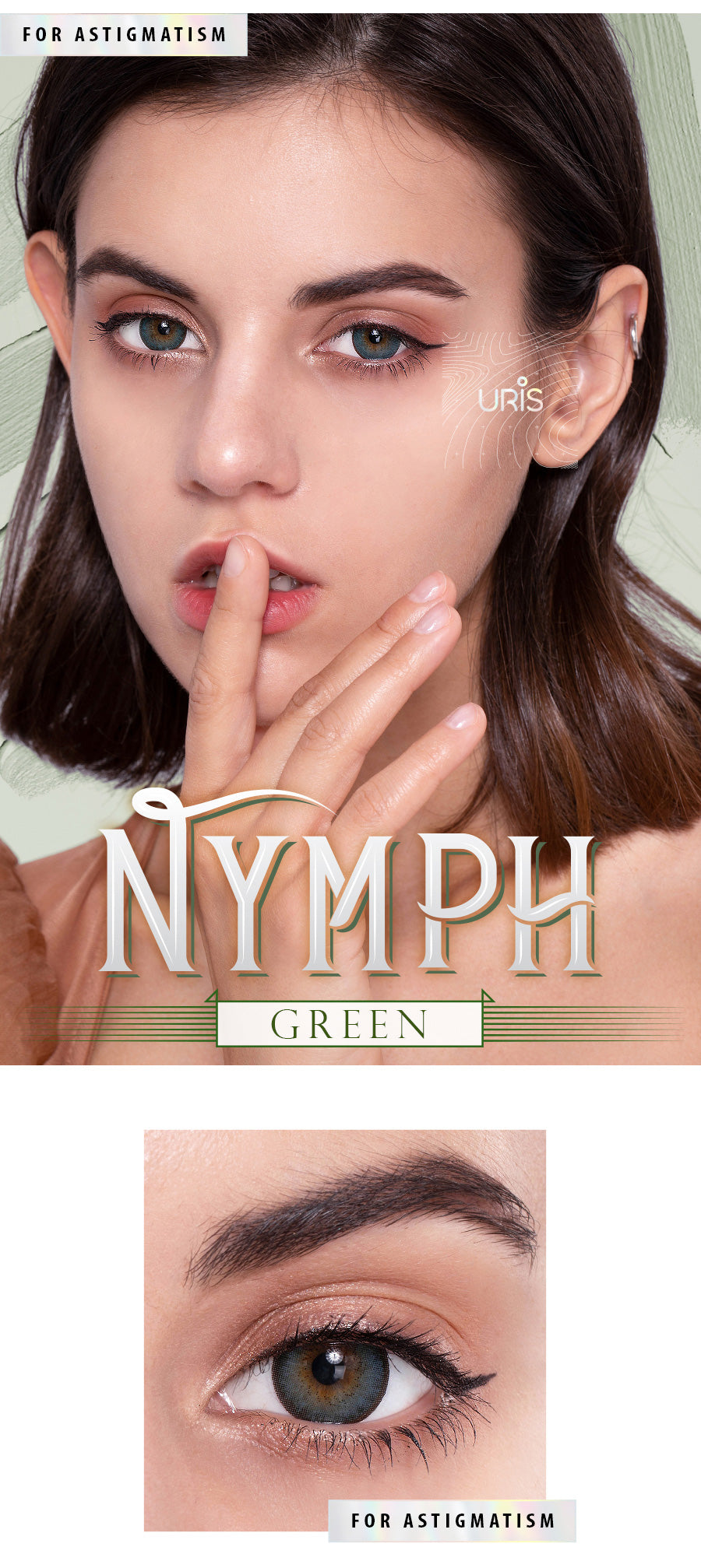 Uris Nymph Green natural toric colored contact lenses for astigmatism