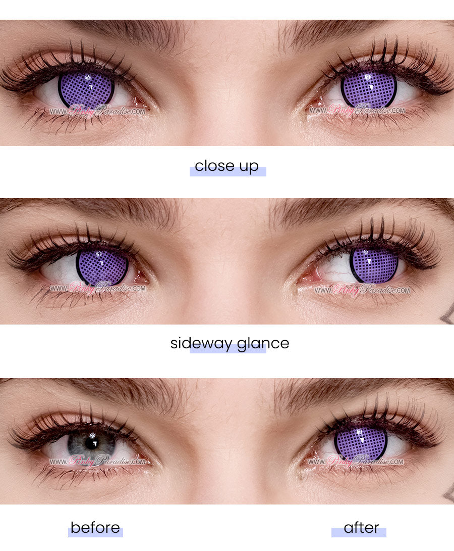 Prescription Mesh lenses - Princess Pinky Cosplay Violet Mesh With Rim colored contacts