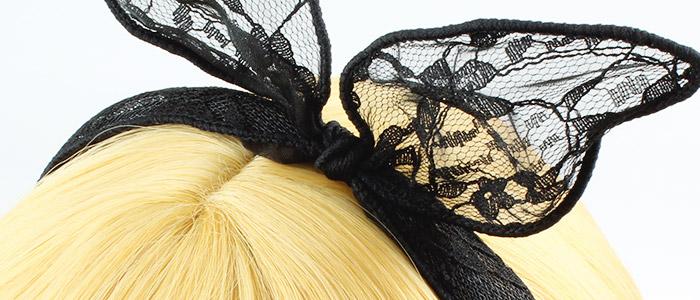 Black Lace Bunny Ears Headband 2