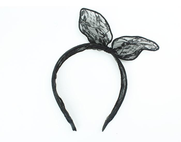 Black Lace Bunny Ears Headband 3