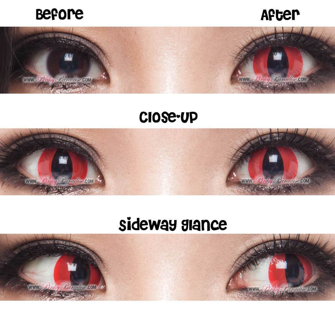 cosplay red cat contacts before after