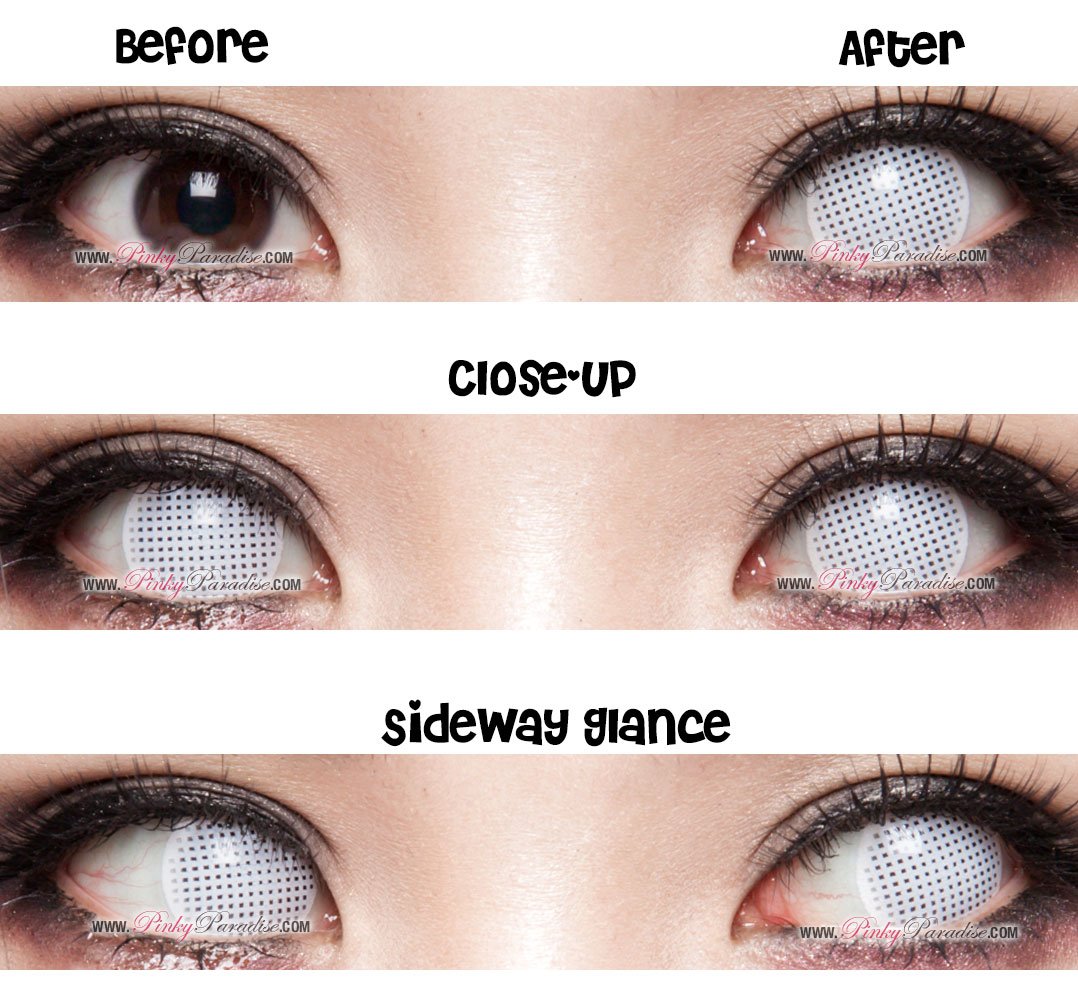 Princess Pinky White Mesh Contacts for Cosplay (Prescription)