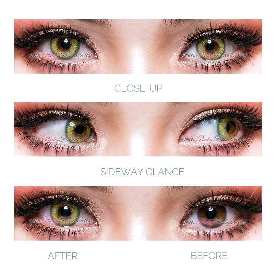 princess pinky eurasia khaki green circle lenses before after