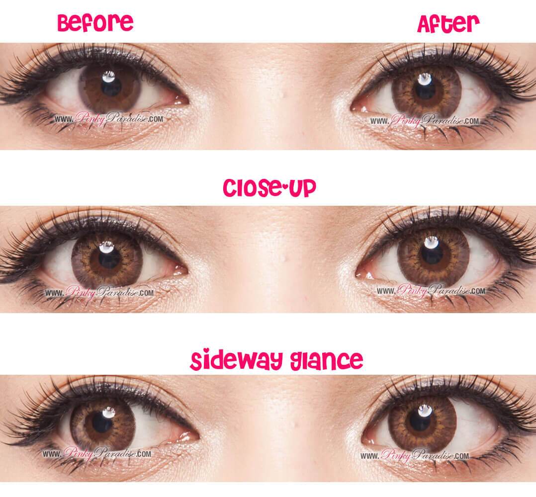 G&G Shinny Hazel Circle Lenses Before After