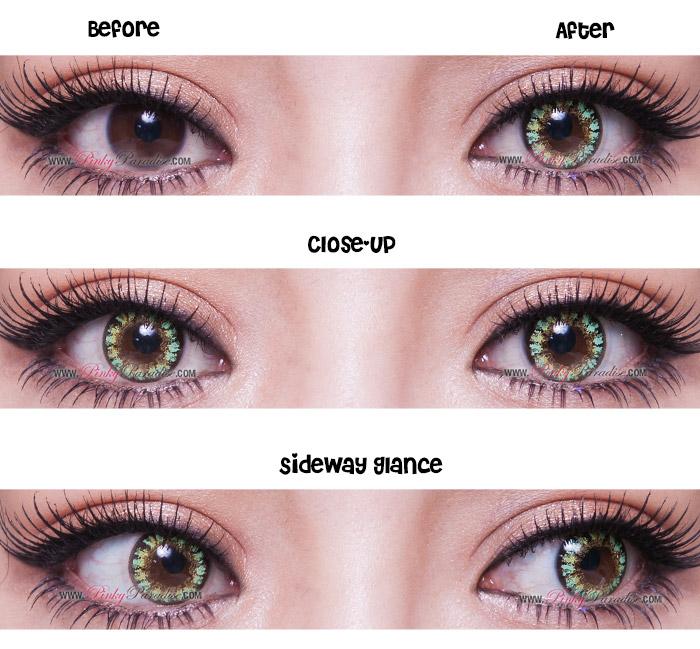 Princess Pinky Twilight Reborn Green Circle Lenses before after