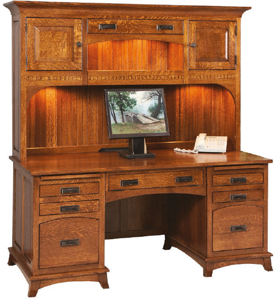 Mt Eaton Executive Desk W Hutch Top Am 3269 Am Woodcrafters