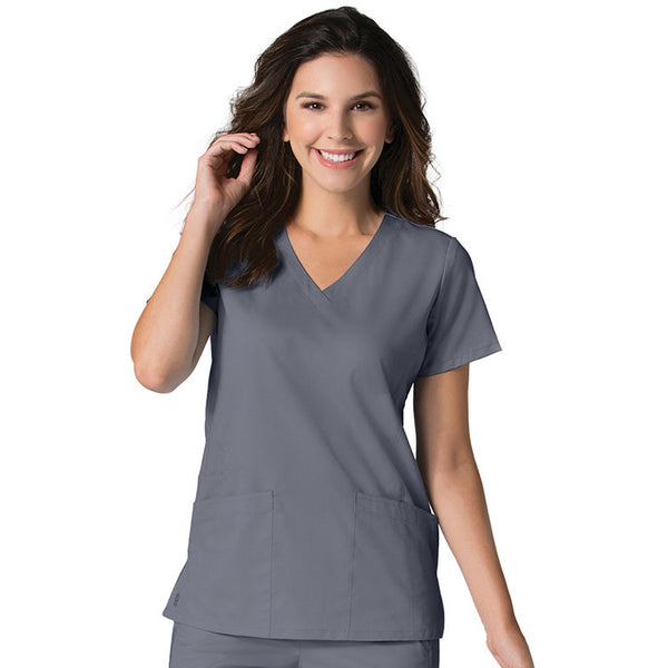 EON by Maevn V-Neck Mesh Panel Solid Scrub Top - 1738 – Mary Avenue Scrubs