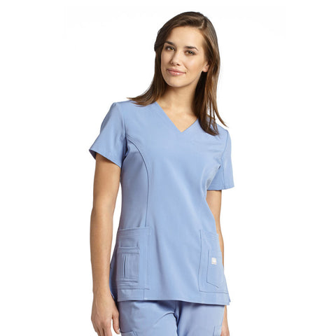 Marvella by White Cross Shaped V-Neck Solid Scrub Top with Pockets - 6 ...