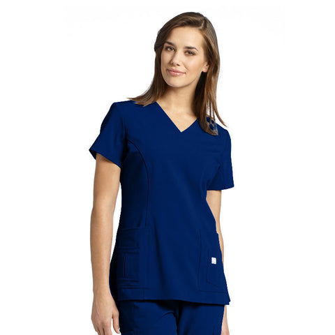 Marvella by White Cross Shaped V-Neck Solid Scrub Top with Pockets - 6 ...