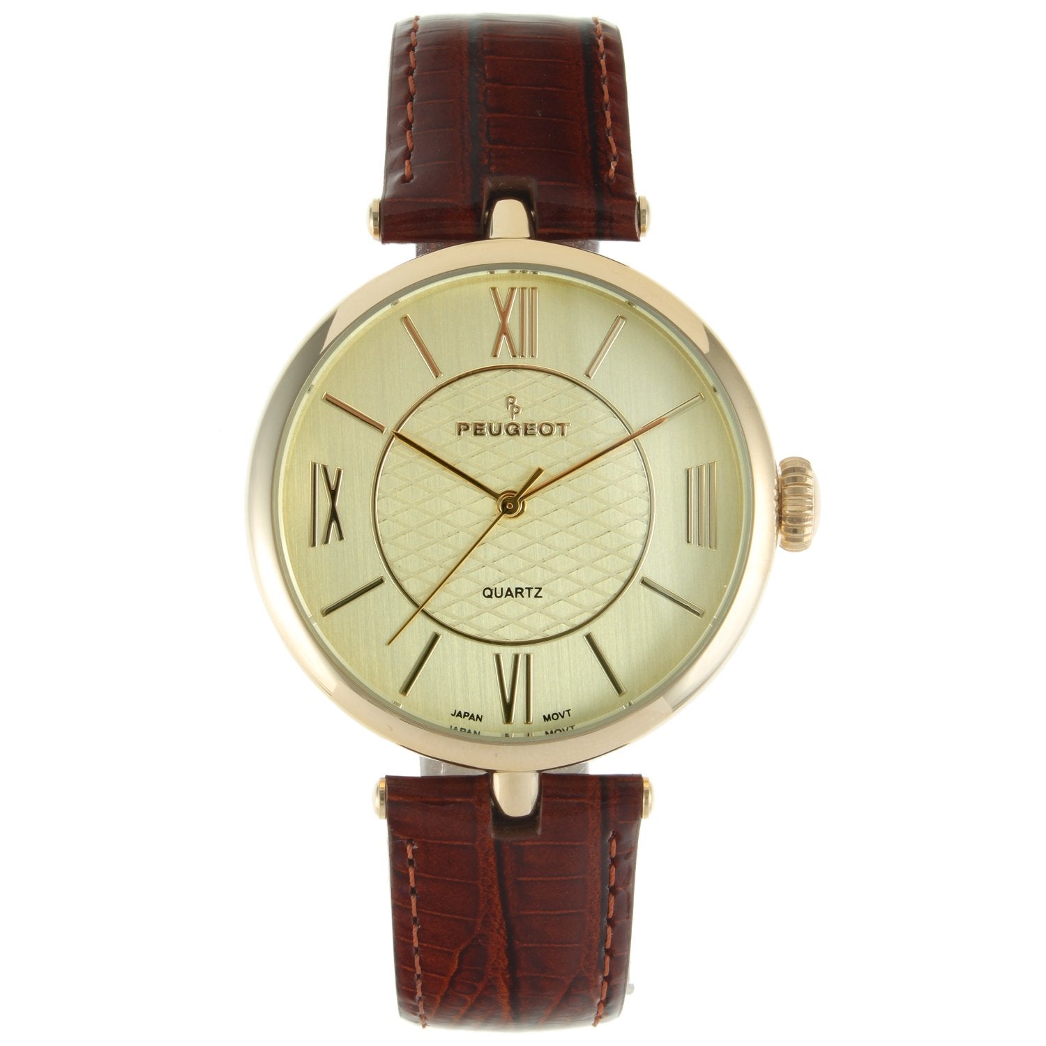 Women's Crystal Bezel Analog Watch with Leather Strap - Peugeot
