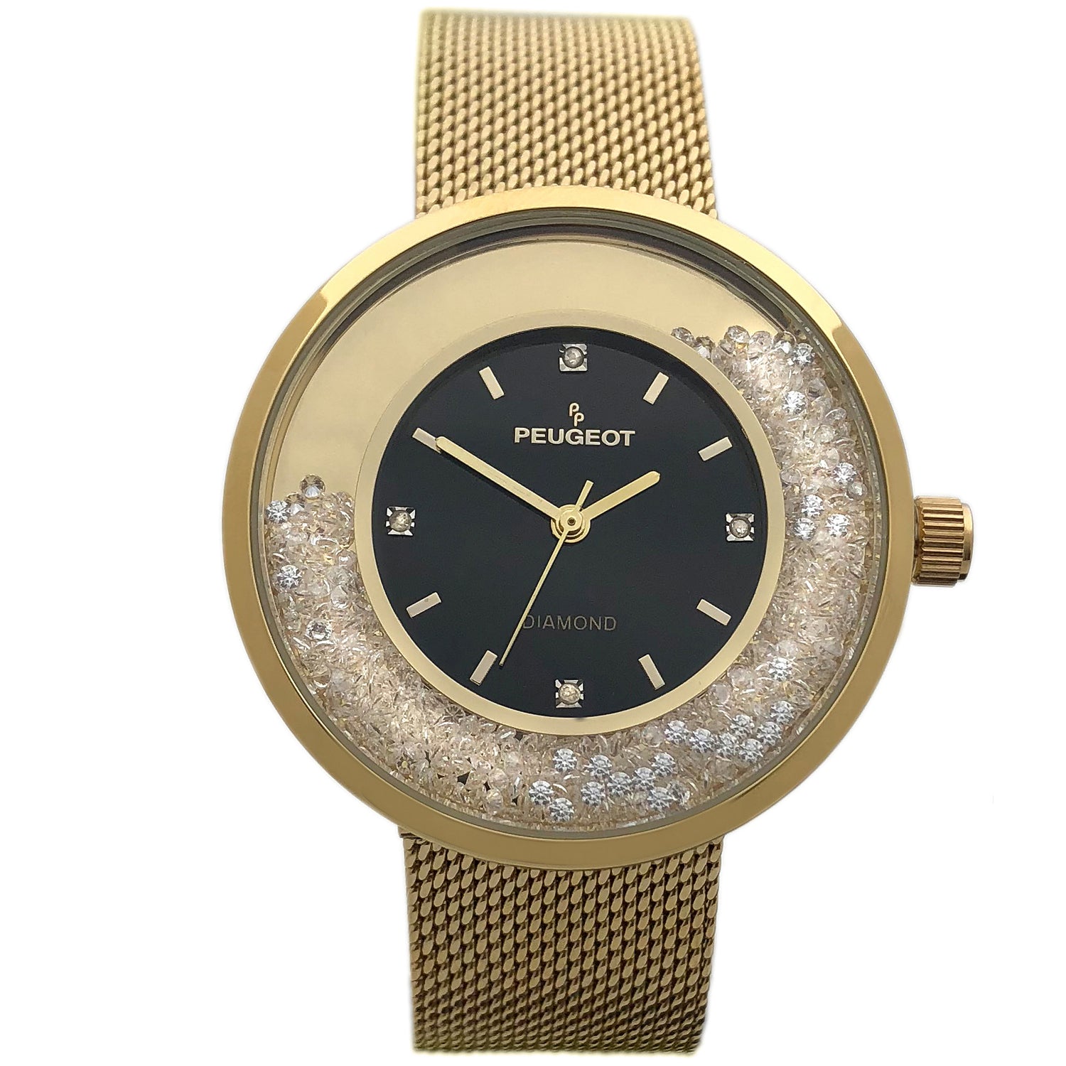 Men's Fluted bezel 'Iced out' Dress Watch - Peugeot Watches