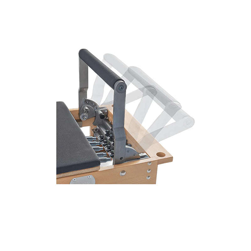 BASI Systems Reformer featuring adjustable footbar and high-quality wood construction for effective Pilates workouts, designed for enhancing strength and flexibility.