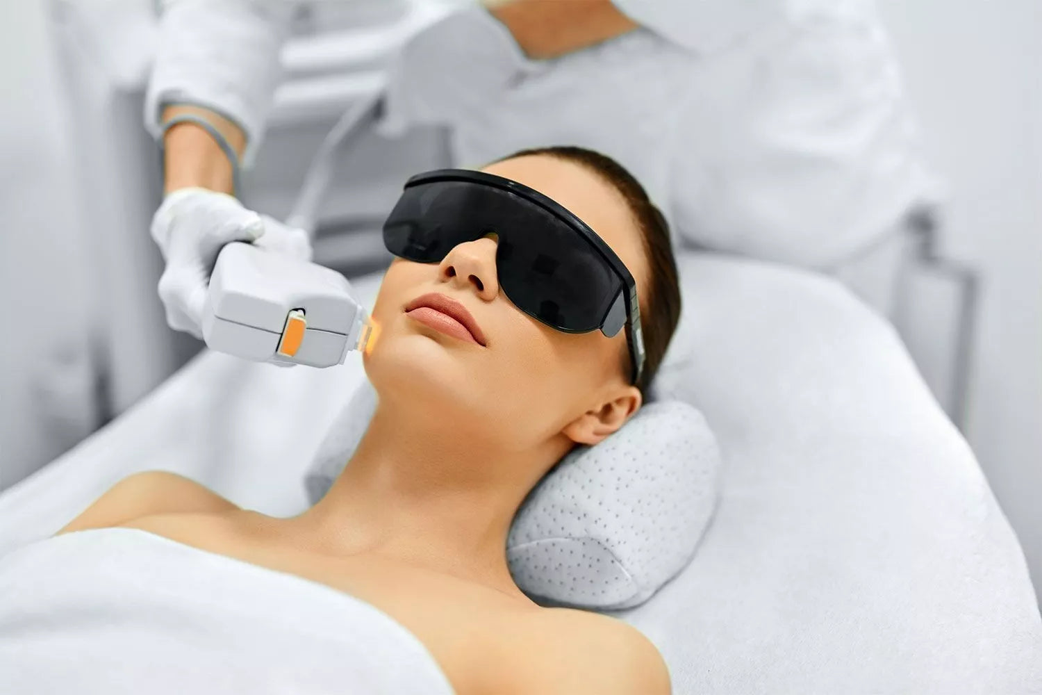 Woman Receiving a Laser Treatment to Improve Her Skin