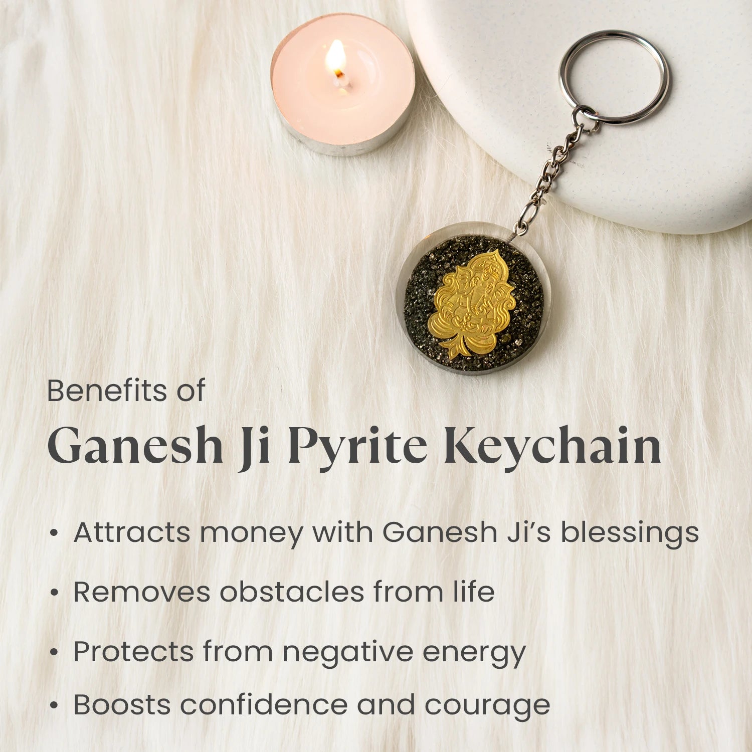 Ganesh Ji Pyrite Keychain 5