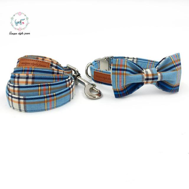 plaid dog collar with bow