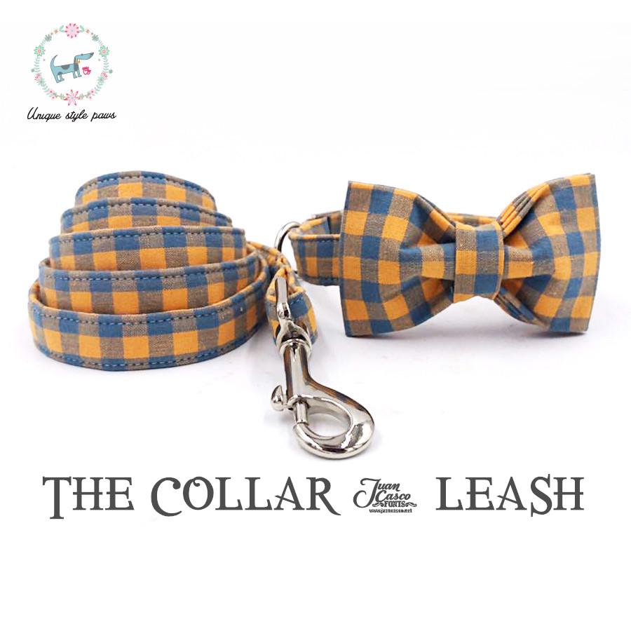 plaid dog collar with bow