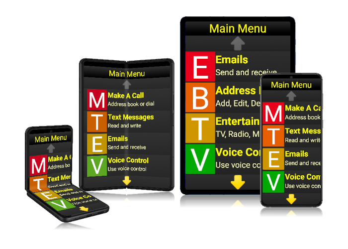 Four devices showing the Synapptic menus, two foldable phones, one tablet and a standard smartphone