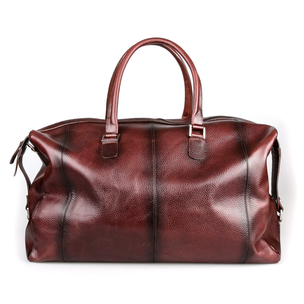 Fendrihan Pebbled Leather Travel Bag, Brandy