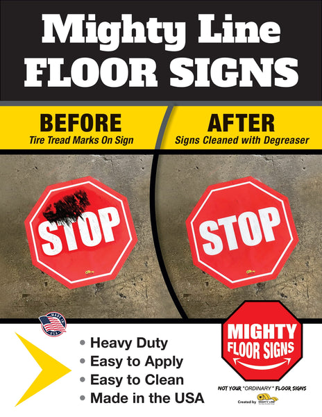 Mighty Line Heavy Duty Floor Signs - Before and After Cleaning