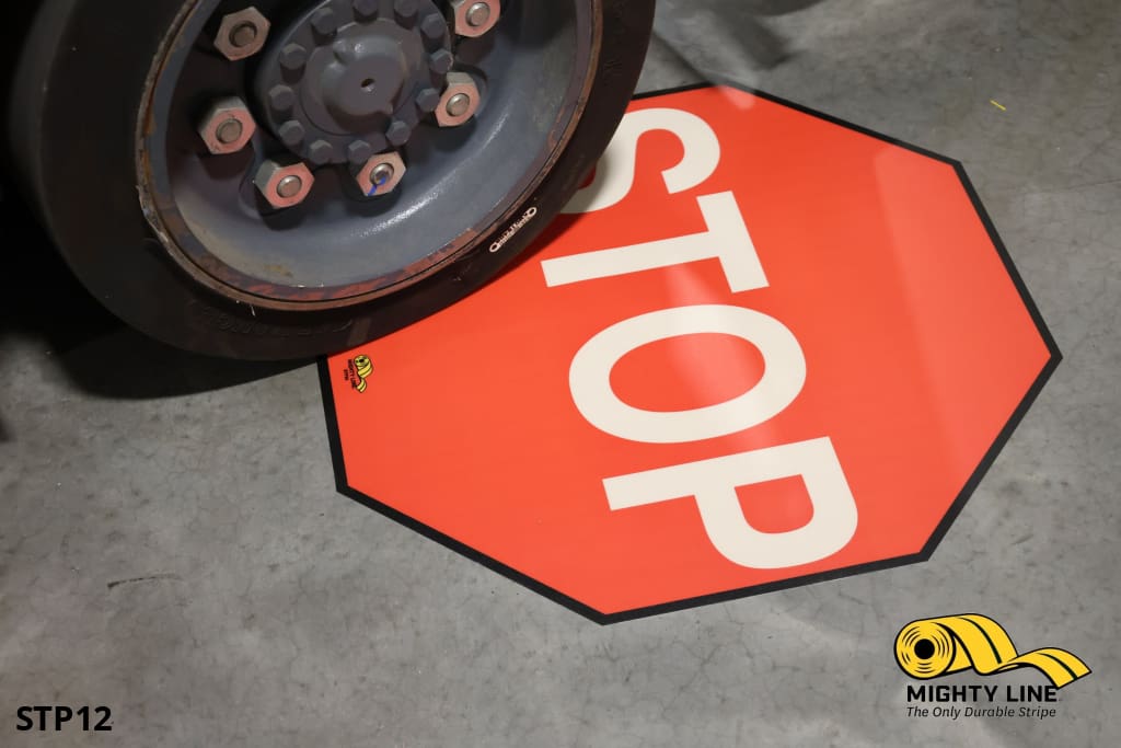 Floor Tape Stop Sign Stickers From Mighty Line Product