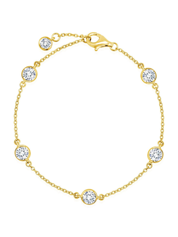 Diamond Bezel-Set Station Bracelet 14K White Gold / Large