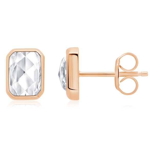 Classic Rosecut Brilliant Stud Earrings Finished in 18kt Rose Gold - Crislu