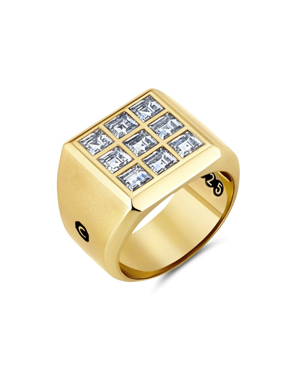 Two-Tone Square Diamond Mens Ring with Rods in 18K – Sziro Jewelry