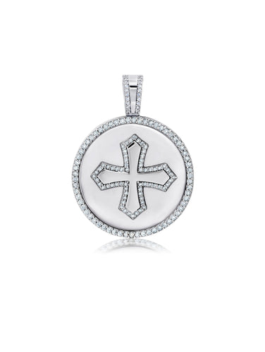 Spectacular Baguette Diamond Cross Pendant Necklace Platinum/ 14K White Gold
