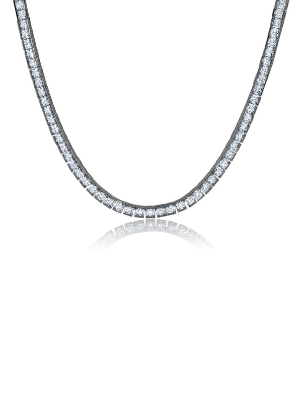 10K White Gold Mens Diamond Chain with Round Diamonds 4 Carat Tennis  Necklace 6mm Wide 001263