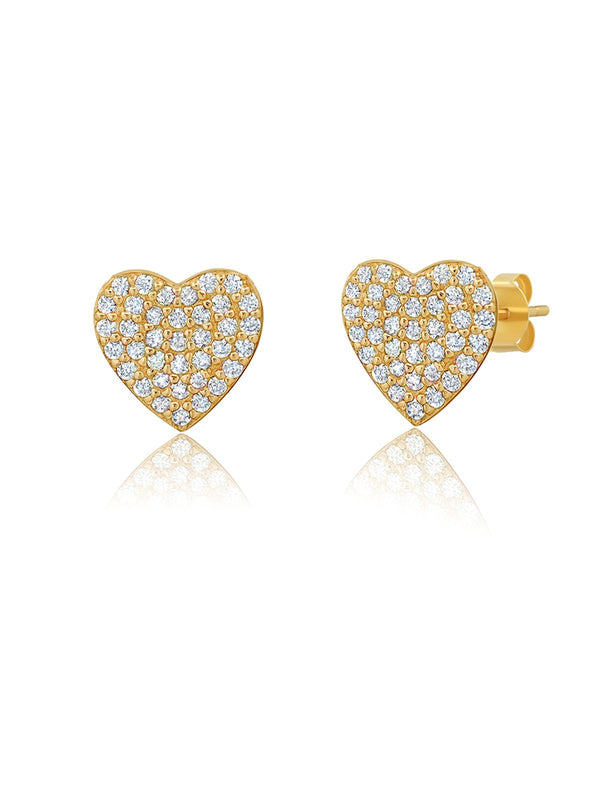 Diamonique x Jennifer Miller Pave Heart Stud Earrings, Sterling Silver -  QVC.com